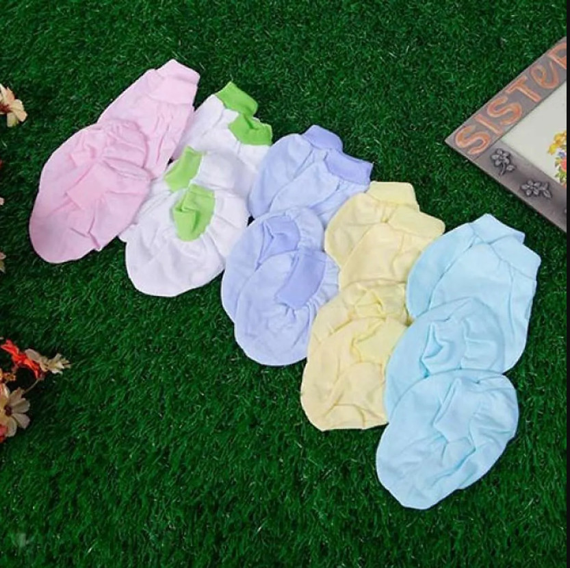 Bộ Găng Tay Chân Sơ Sinh Cotton Mềm Mại Màu Pastel Cho Bé 0-12 Tháng