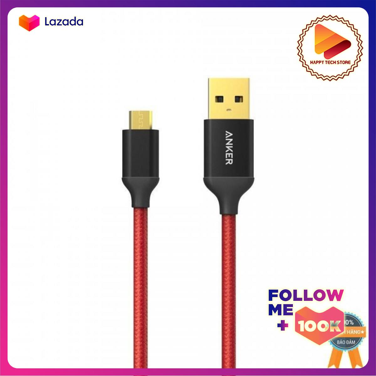 [HCM]Cáp Micro USB Anker Bọc Nylon - Dài 1.8m - A7116
