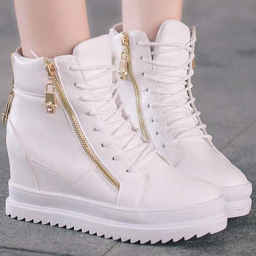 Giày boot nữ cao cổ đế độn phong cách Hàn Quốc B042