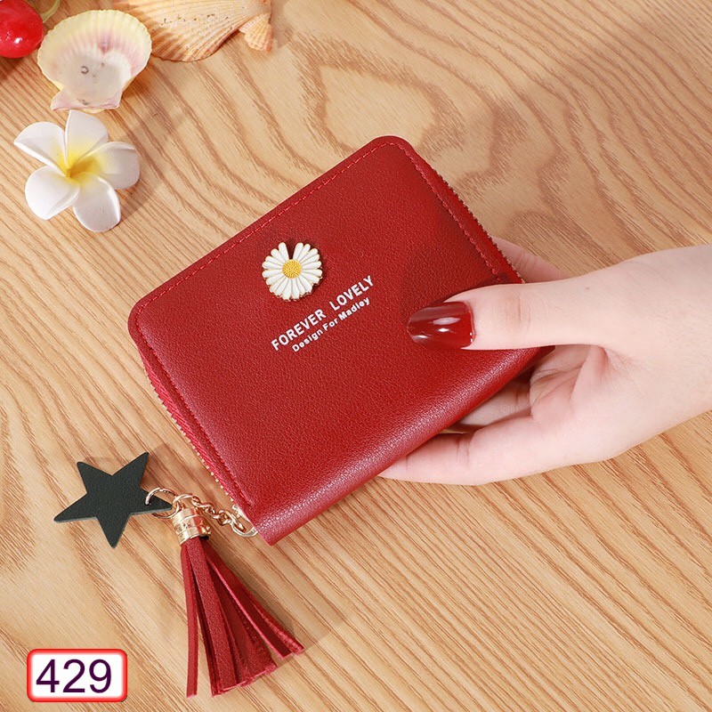 Ví ngắn nữ cầm tay đính bông hoa cúc 429 thời trang hot trend