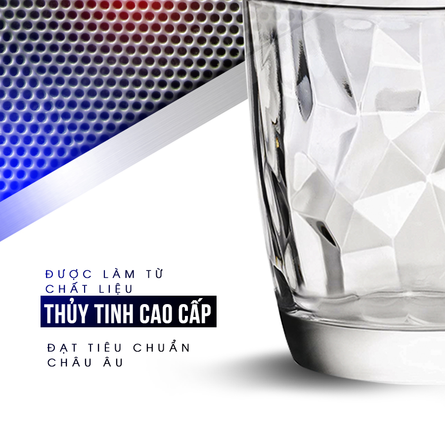 [ĐỦ MÀU - ITALIA] Bộ 6 Ly thủy tinh Diamond 30cl - 47cl (Bormioli Rocco)