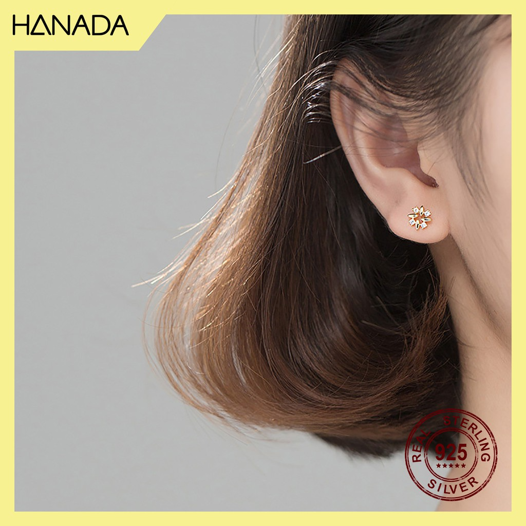 Bông Tai Bạc 925 Hanada 0657 Bốn Hạt Đá