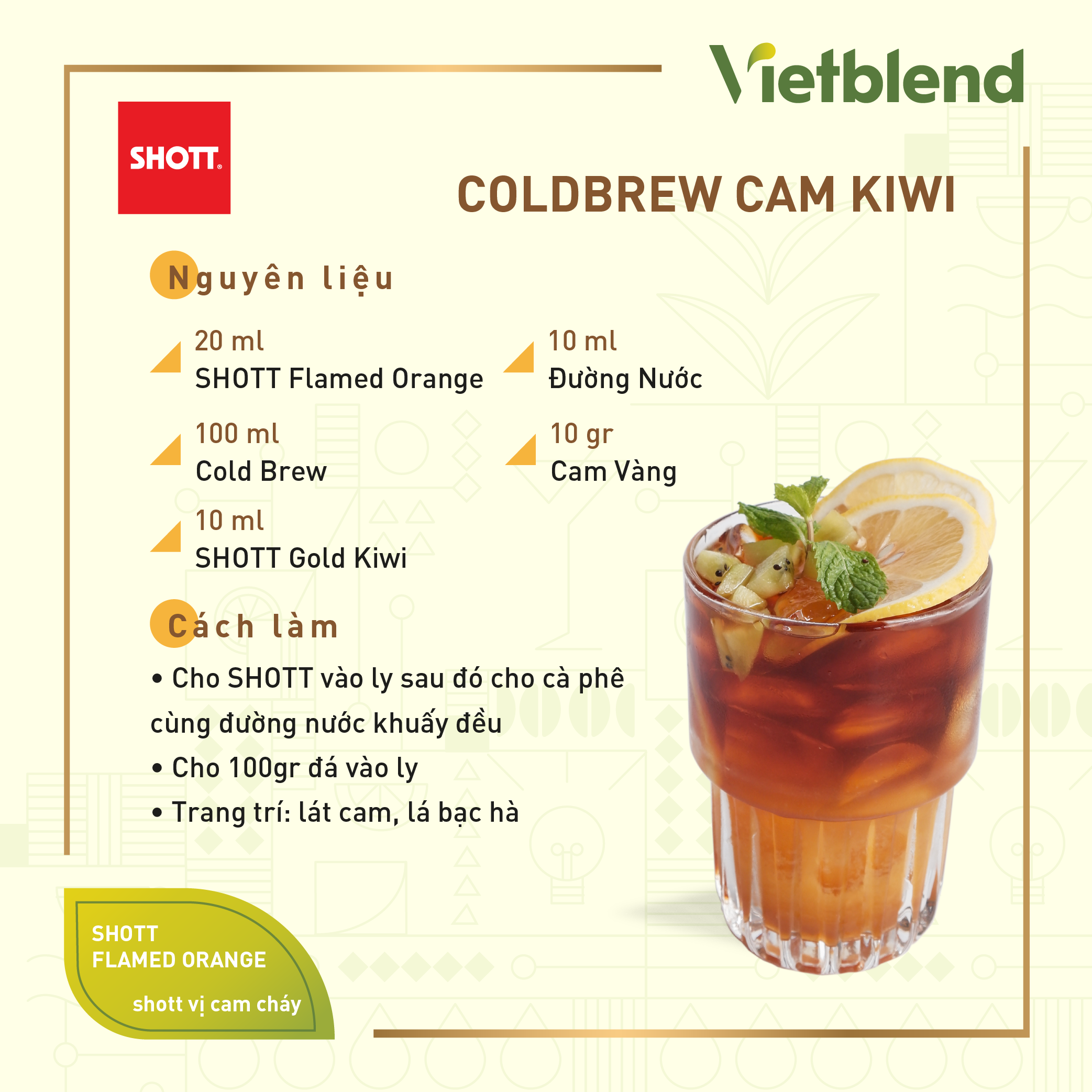 Syrup Pha Chế SHOTT - Vị Cam Cháy (Flamed Orange) - Chai 1L