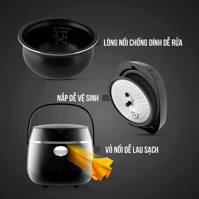 Nồi cơm điện tử Elmich 1,2L Lít RCE-1789 màu đen
