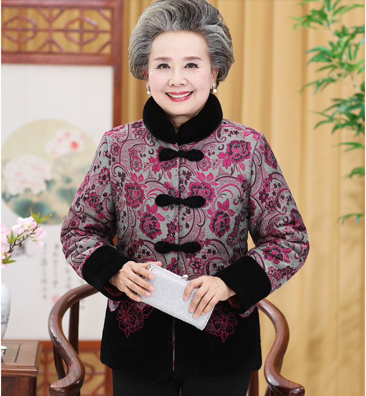 Áo Khoác Nhung Lót Lông Bà Già