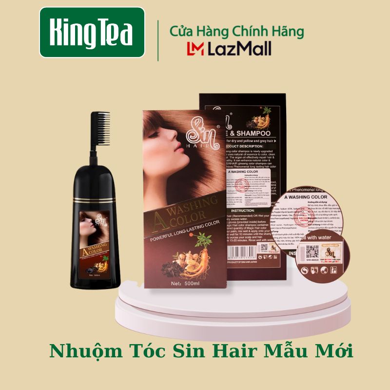 Nhuộm Tóc Màu Nâu Mẫu Mới - Nhuộm Tóc Phủ Bạc Sin Hair Nhật Bản 500ml