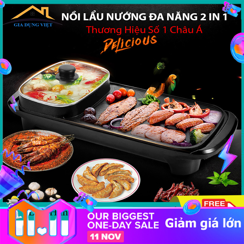 Bếp lẩu nướng điện đa năng Hàn Quốc NA02 ,nồi lẩu nướng đa năng, Bếp nướng điện, bếp lẩu nướng đa năng công suất 1200W.