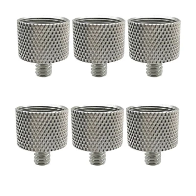 6 Pcs 5/8 Inch Female to 1/4 Inch Male Threaded Screws Microphone Screw Adapter for Mic Microphone Stand Clamp (Silver)