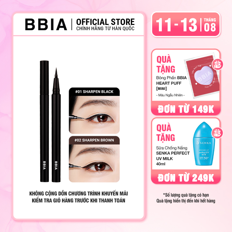 Kẻ mắt nước đều màu, chống nước, dễ tẩy trang BBIA Last Pen Eyeliner 0.6g