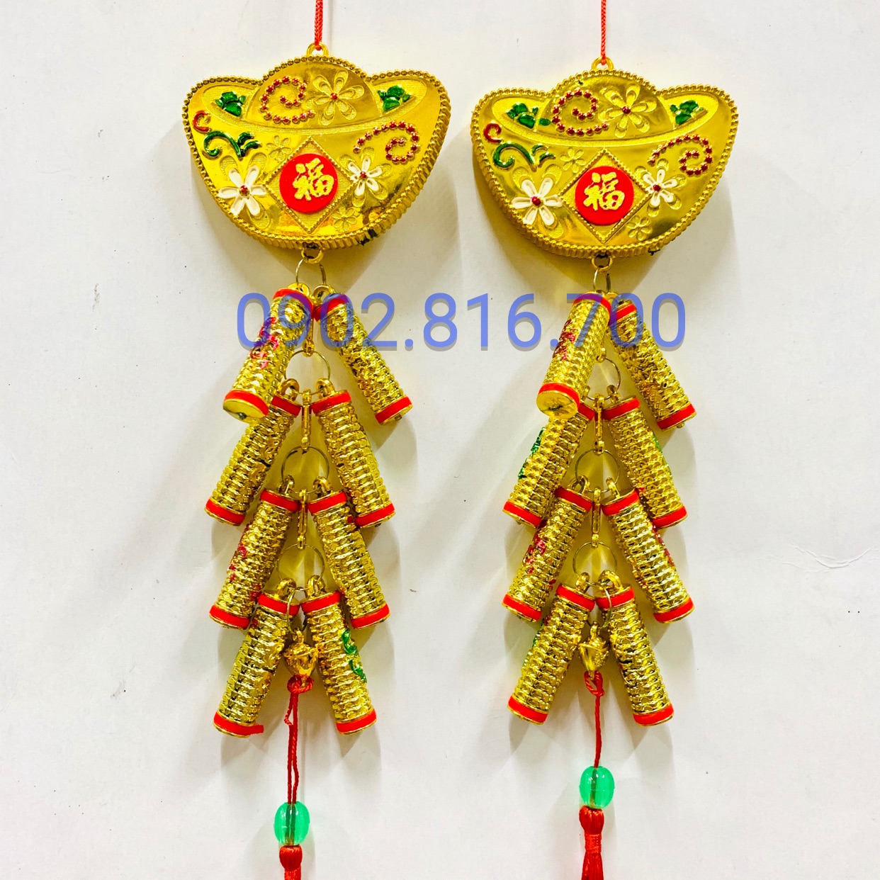 1 cặp Dây treo hình phao cá chép - bông mai - thỏi vàng treo cây mai - cây tắc - cây quất phụ kiện trang trí tết