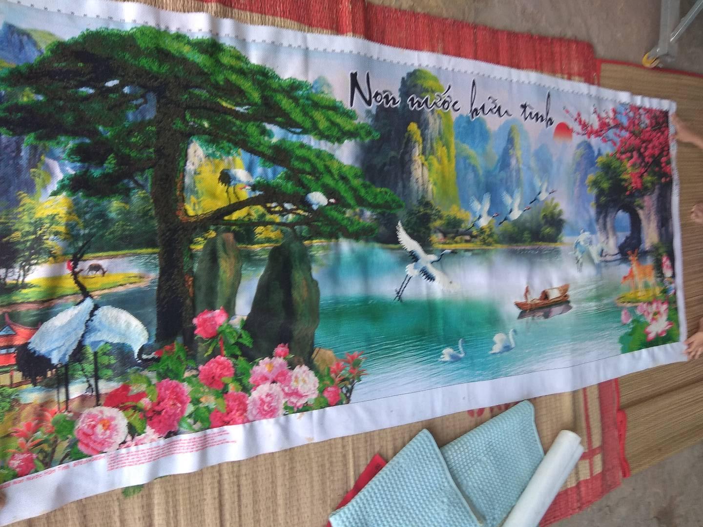 Tranh thêu Thành phẩm Non nước Hữu Tình
