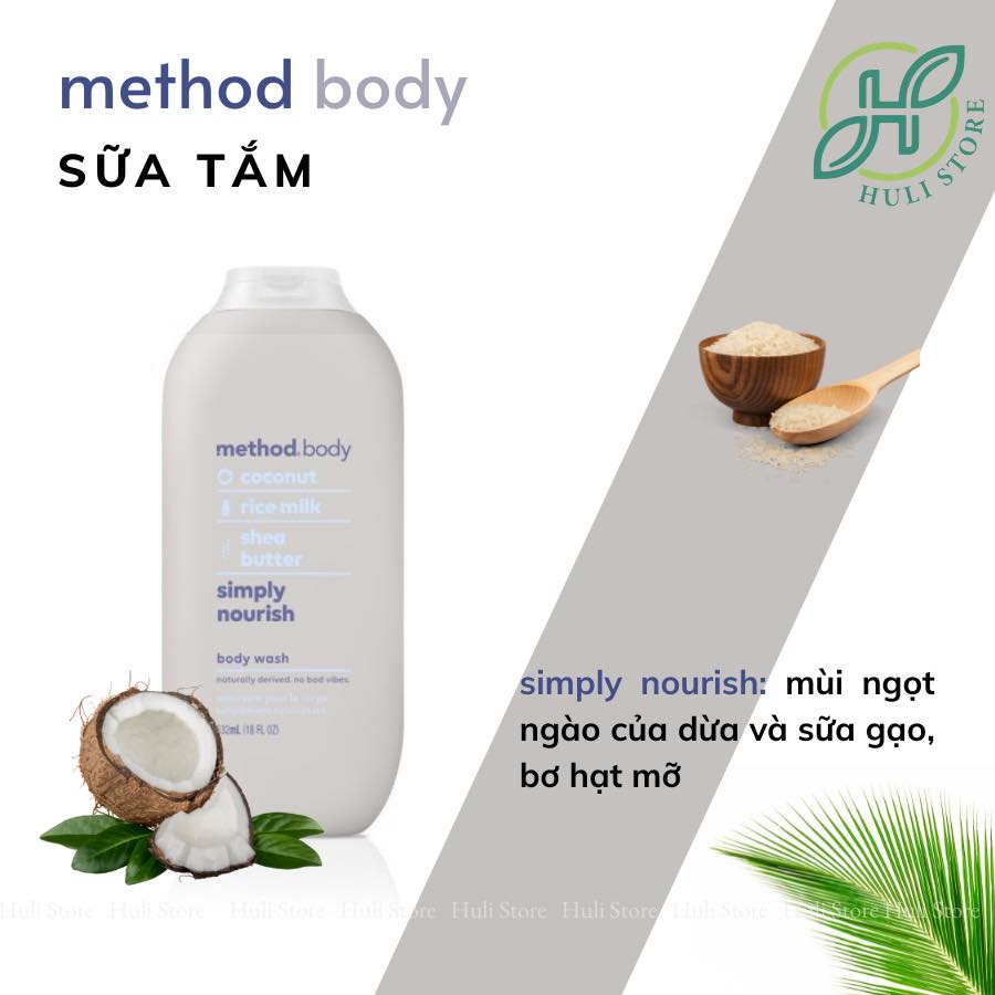[BILL ÚC HÀNG AIR] SỮA TẮM MÙI THƠM TỰ NHIÊN METHOD BODY ÚC 532ml