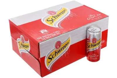 [Chỉ Giao HCM] Nước ngọt soda gừng Schweppes Ginger Ale Sleek lon 330ml x 24