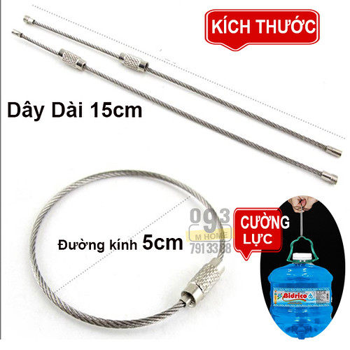Combo 2 Móc Cáp Inox Khóa Dây Móc Khóa Dài 5cmMóc Đeo Thắt Lưng