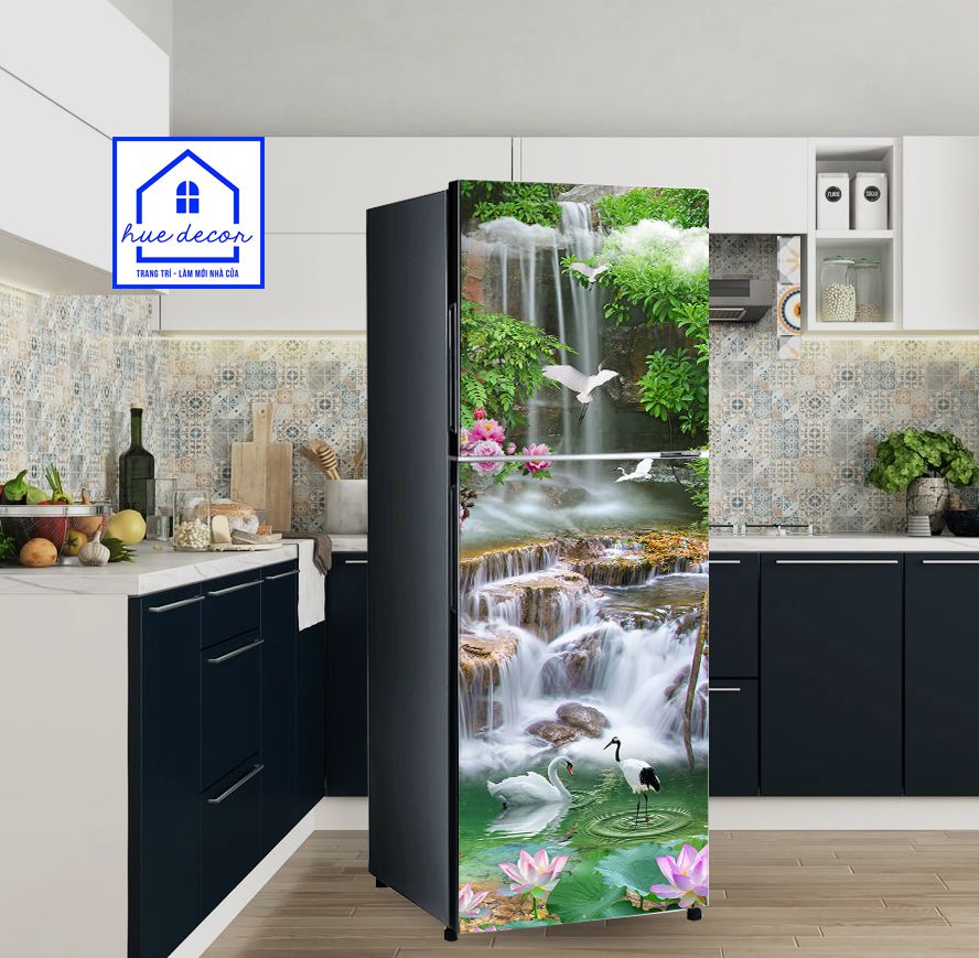 Tranh dán decal tủ lạnh phong cảnh hữu tình
