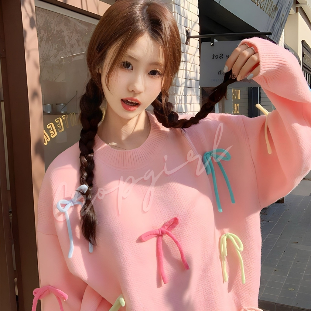Áo len Quảng Châu đính nơ cute