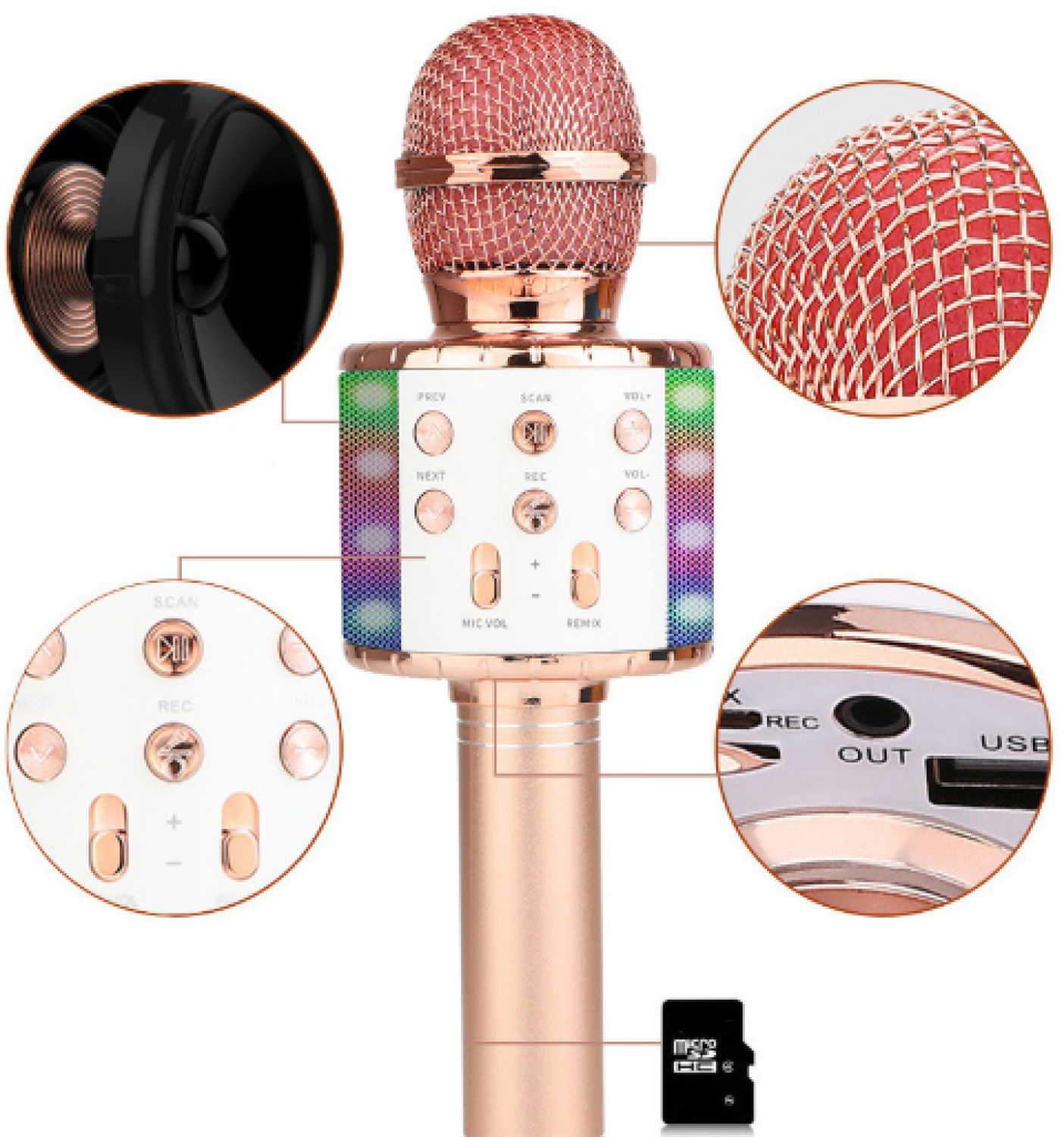 (lᴏại 1)Micro Karaoke Bluetooth - Micro Không Dây Cầm Tay WS-858