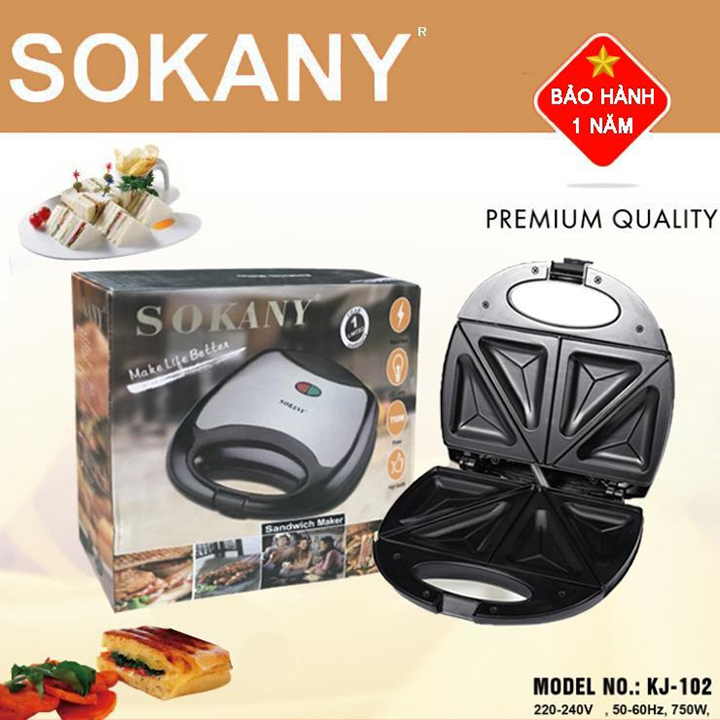 Máy nướng bánh Nhật Bản SOKANY KJ-102 - 750W nhỏ gọn tiện lợi- BH 1 năm