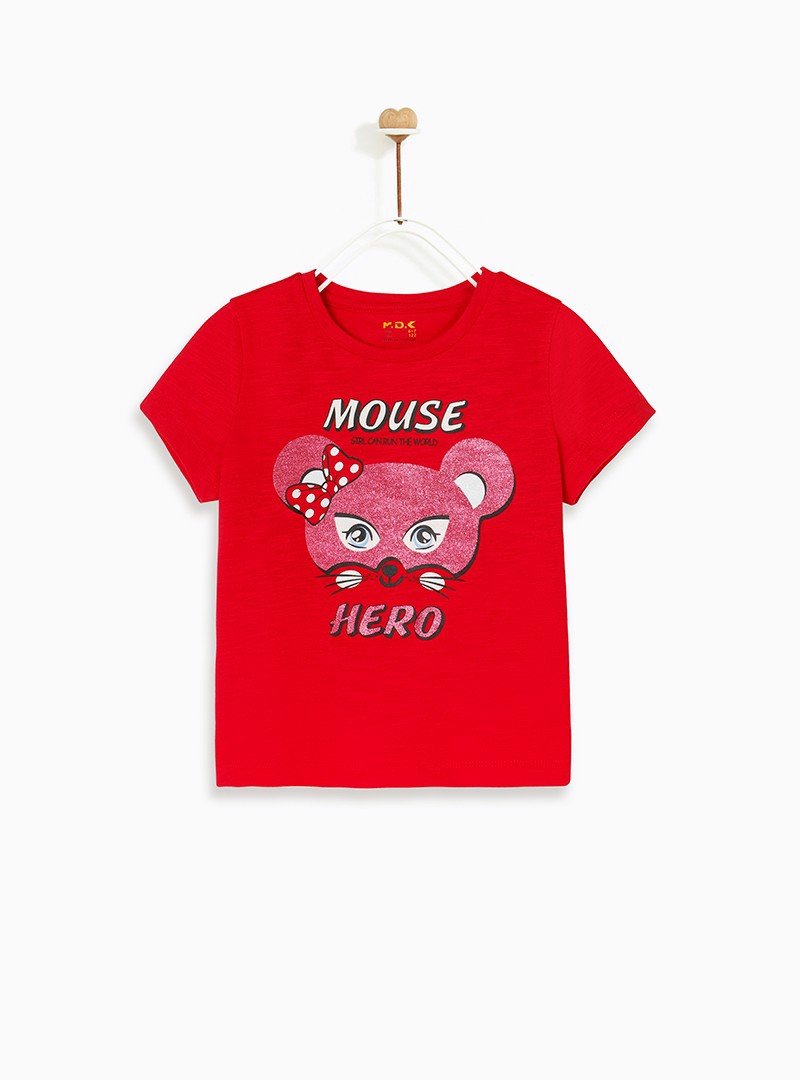 Áo thun bé gái ngắn tay Zodiac Mouse