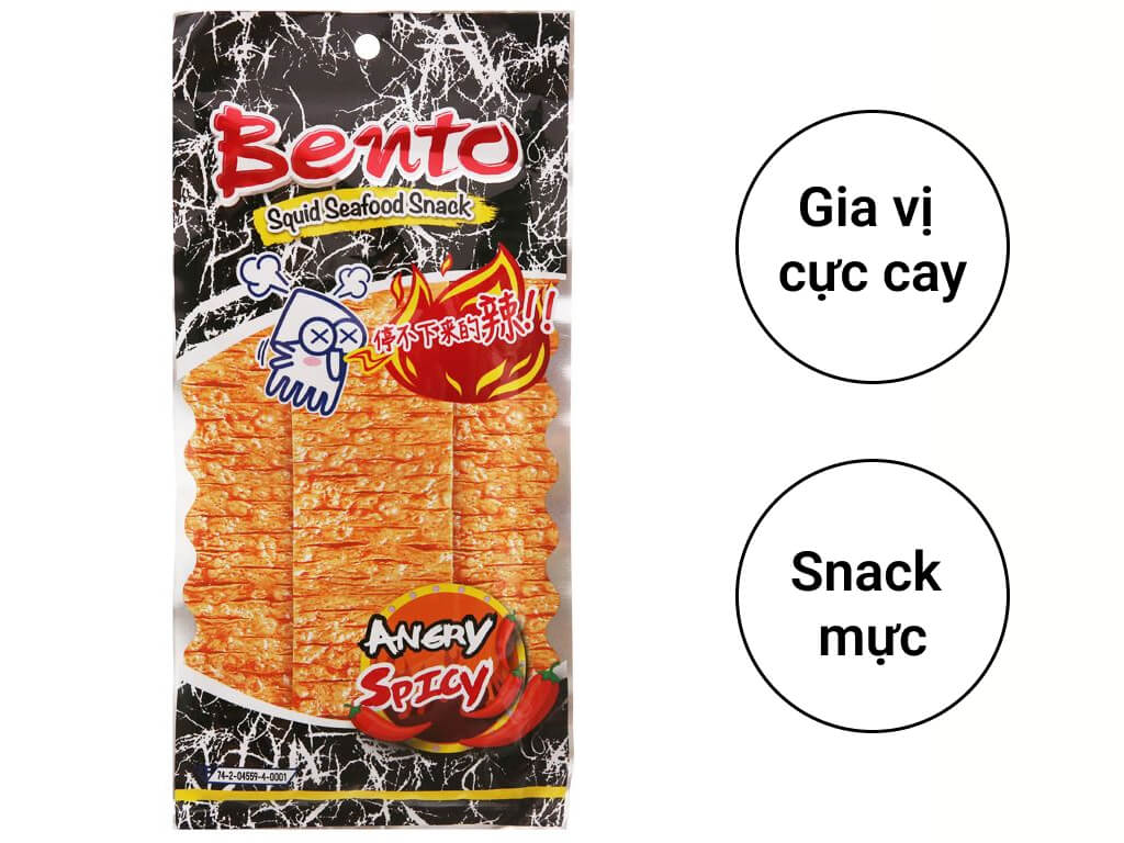 Snack Mực Bento Thái Lan Siêu Cay - Bim Bim Mực Bento Gói Lớn 20gr Ăn Cực Đã - Taiwan Foods