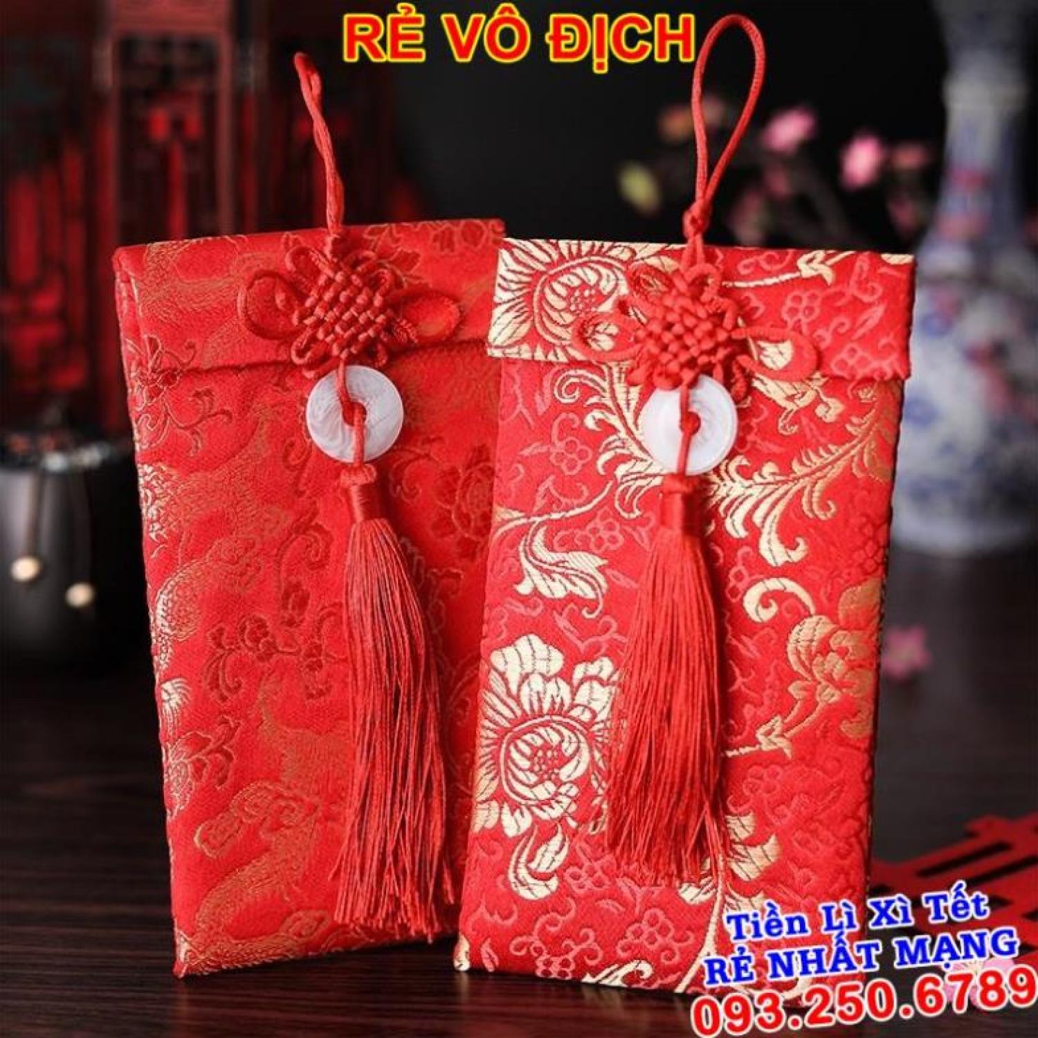 {TRỢ GIÁ} Bao lì xì gấm - HOA VĂN RỒNG NGỌC BỘI DỌC