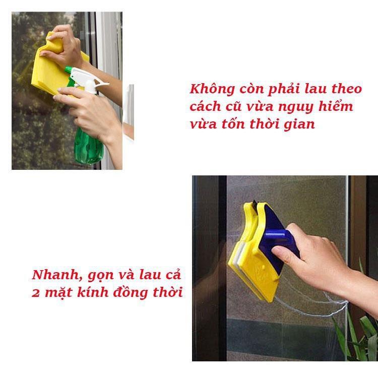 [HCM]Dụng Cụ Lau Kính Nam Châm 2 Mặt