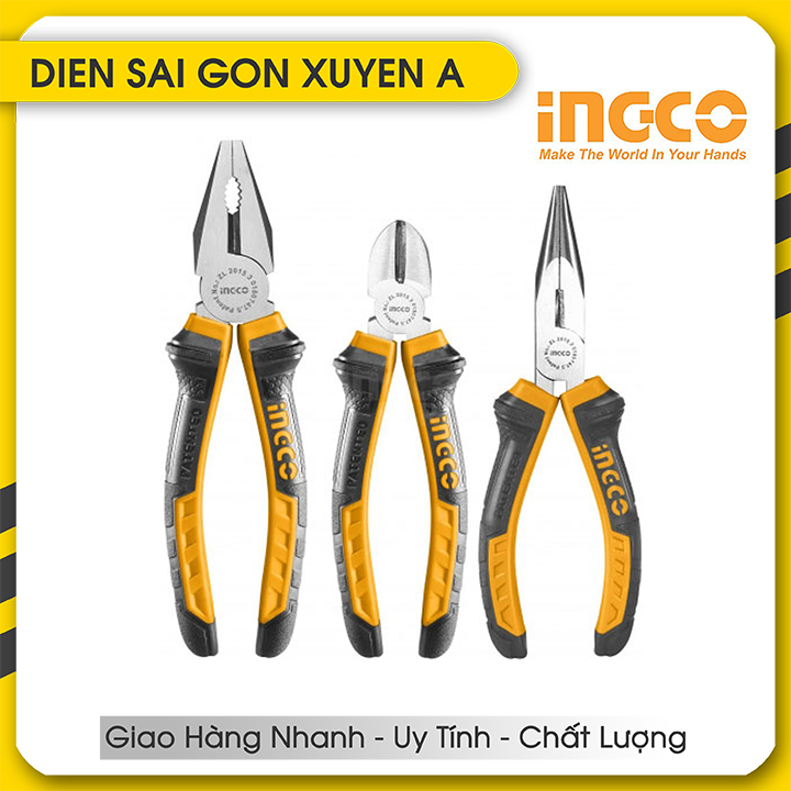 Bộ 3 kìm kềm răng cắt nhọn pliers ingco