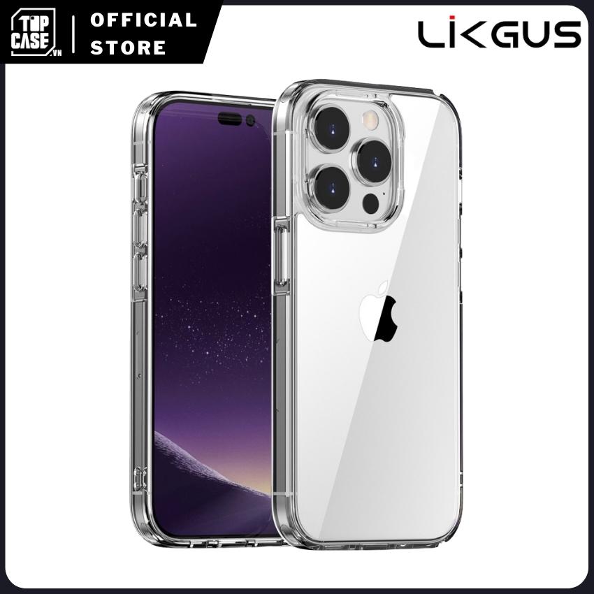 Ốp iphone 14 pro max 14 pro 14 plus 14 13 pro max 13 pro 13 12 Likgus crytal color trong suốt, chống ố vàng, chống sốc, viền màu, lưng cứng, viền bảo vệ camera, chống bám vân tay, chống bẩn, hỗ trợ sạc không dây magsafe - TopCase VietNam