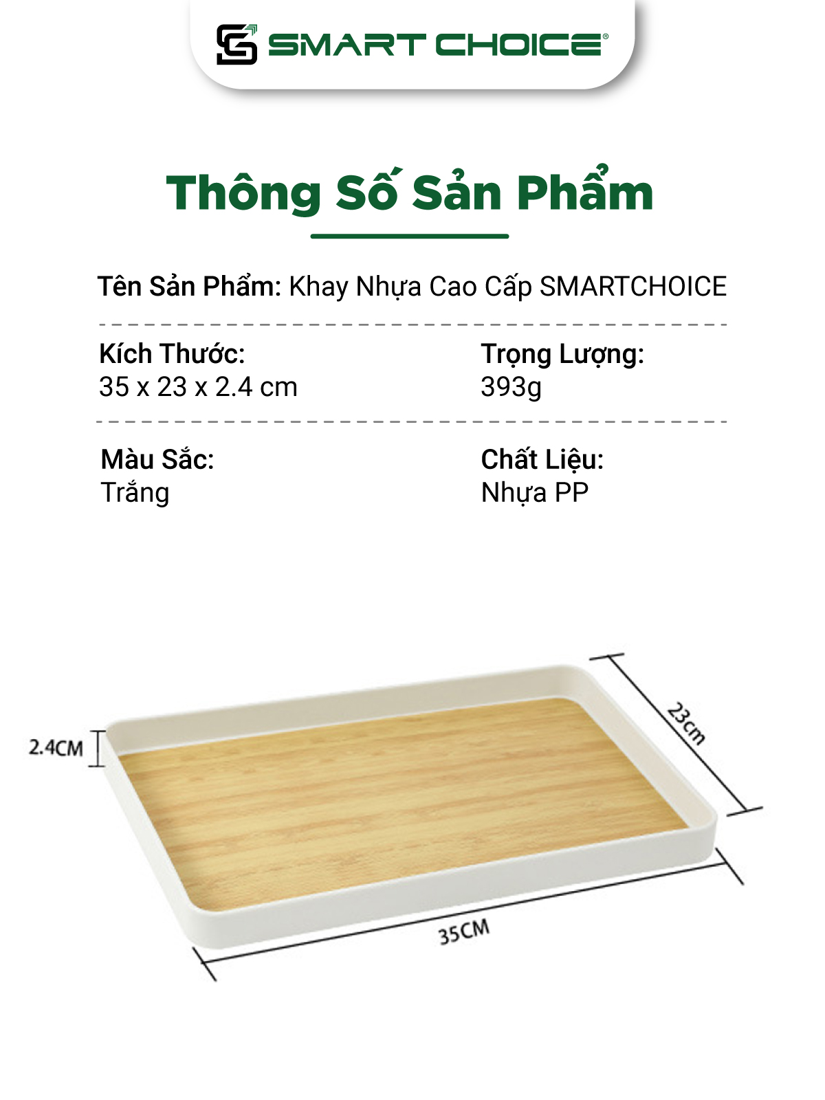 Khay Đựng Cốc SmartChoice Cỡ Lớn Nhựa PP Đựng Chén, Cốc