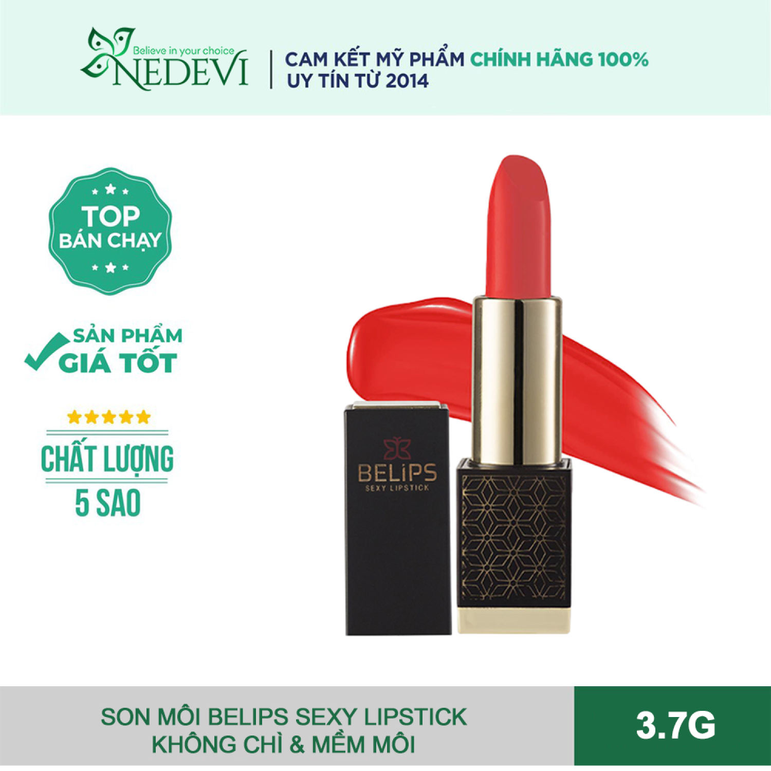 [Freeship] Son môi không chì Belips Sexy Lipstick 5g an toàn bền màu bảo vệ và dưỡng môi - Nét Đẹp Việt Nedevi