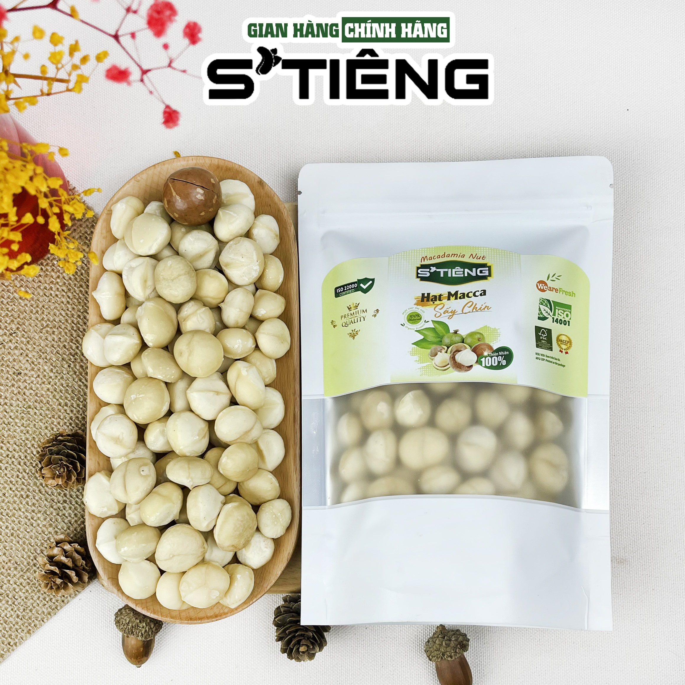 Nhân Hạt Macca Tách Sạch Vỏ STIENG Giòn Ngon