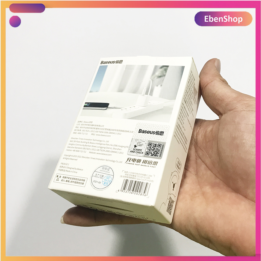 Bộ sạc nhanh cổng C Baseus 20W cho iphone