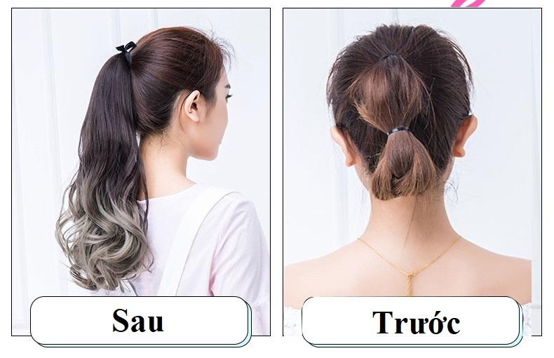 Tóc giả cột ombre C-KM06R, màu [tím nhạt] tóc giả nữ