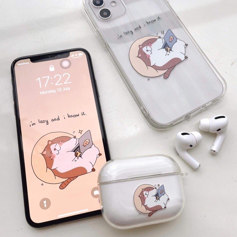 Ốp iphone full viền mèo lười