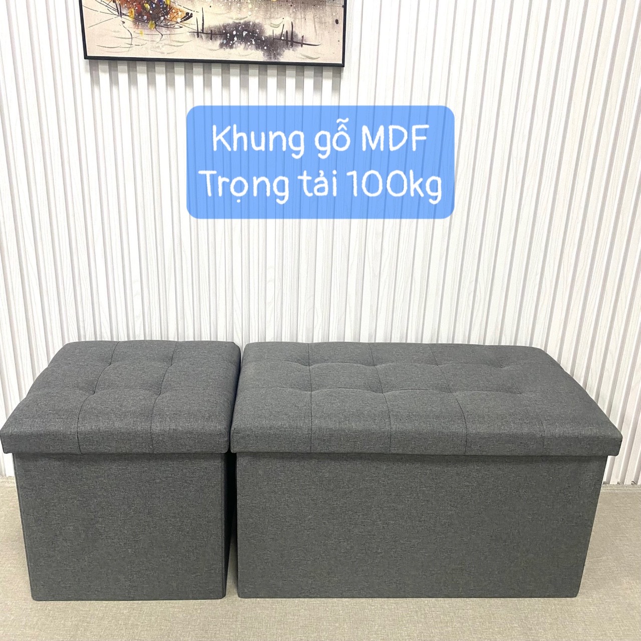 Ghế Dài THA Sofa kiêm hộp đựng đồ [2 in 1] chất vải oxford 600D cao cấp size lớn Folding Ottoman Storage Box