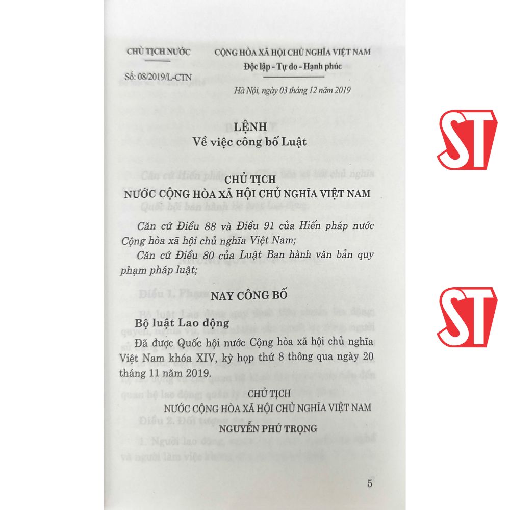 [Sách] BỘ LUẬT LAO ĐỘNG (HIỆN HÀNH)