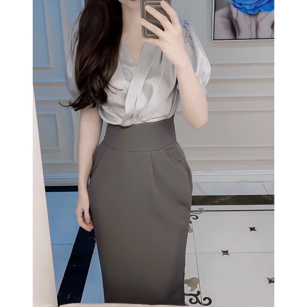 Chân váy midi dáng bom bản cạp to 161