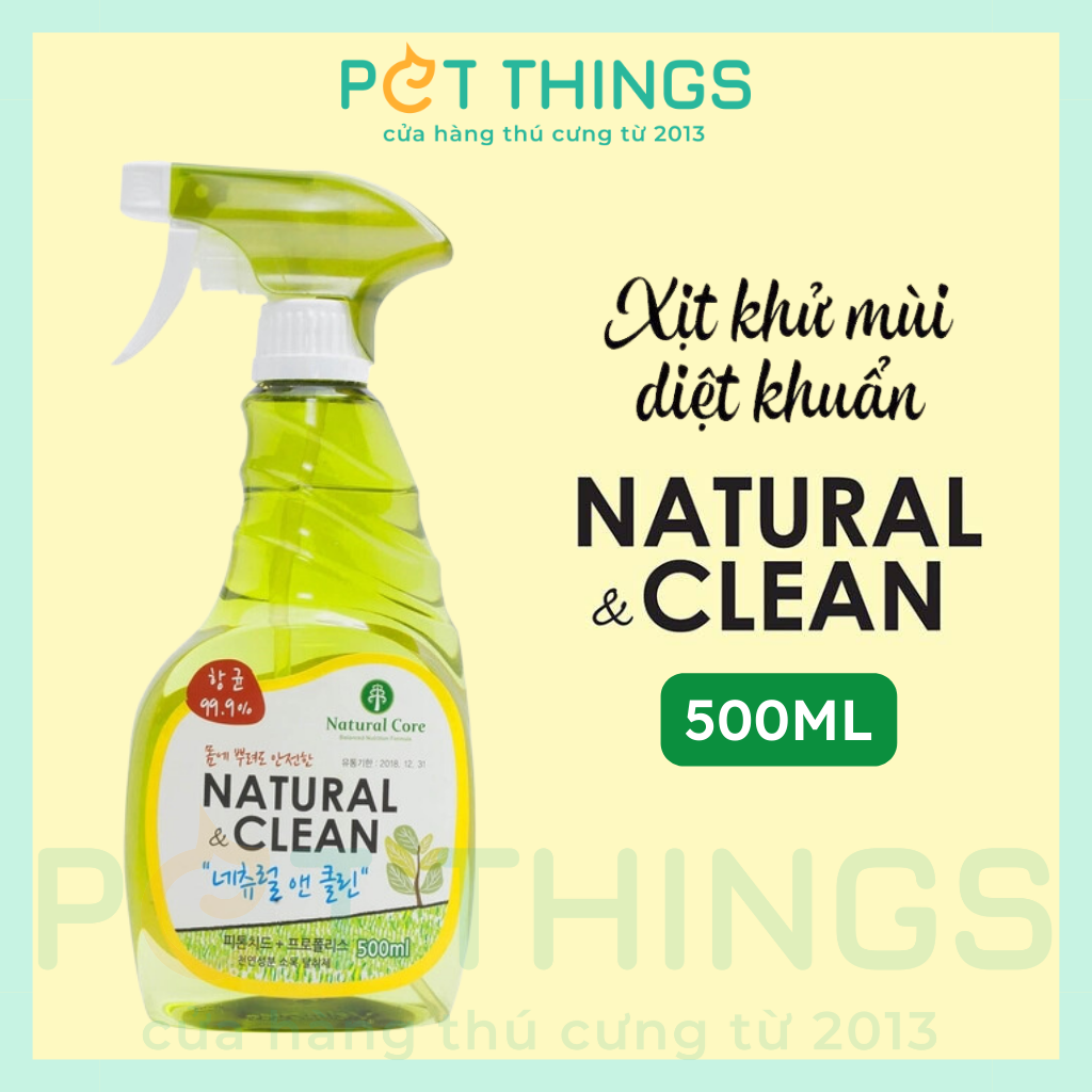 Xịt Khử Mùi Diệt Khuẩn Natural & Clean 500ml / 1.5L Cho Thú Cưng