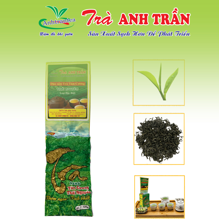 Trà xanh Thái Nguyên, lon thiếc 100g (Trà búp Tân Cương Thái Nguyên đặc biệt )