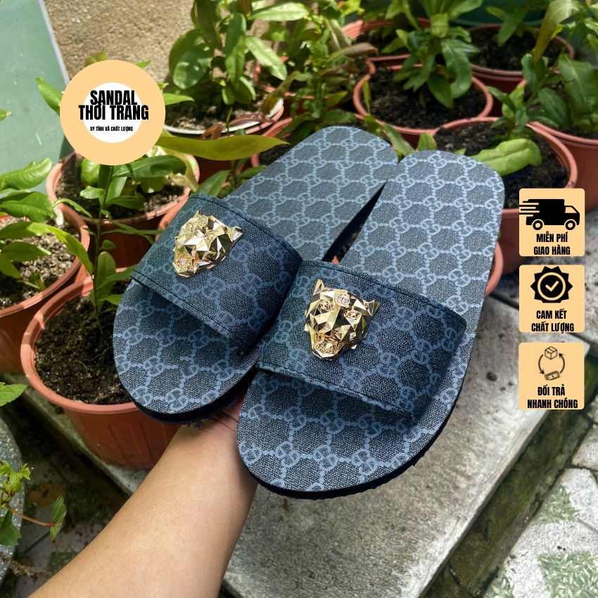 [MIỄN PHÍ SHIP]Dép sandal quai ngang Nam Nữ SANDALTHOITRANG Dép Nam quai ngang đẹp hot nhất, mặt hổ xanh dương, (ẢNH THẬT 100%) Full size 30-44 Nam Nữ