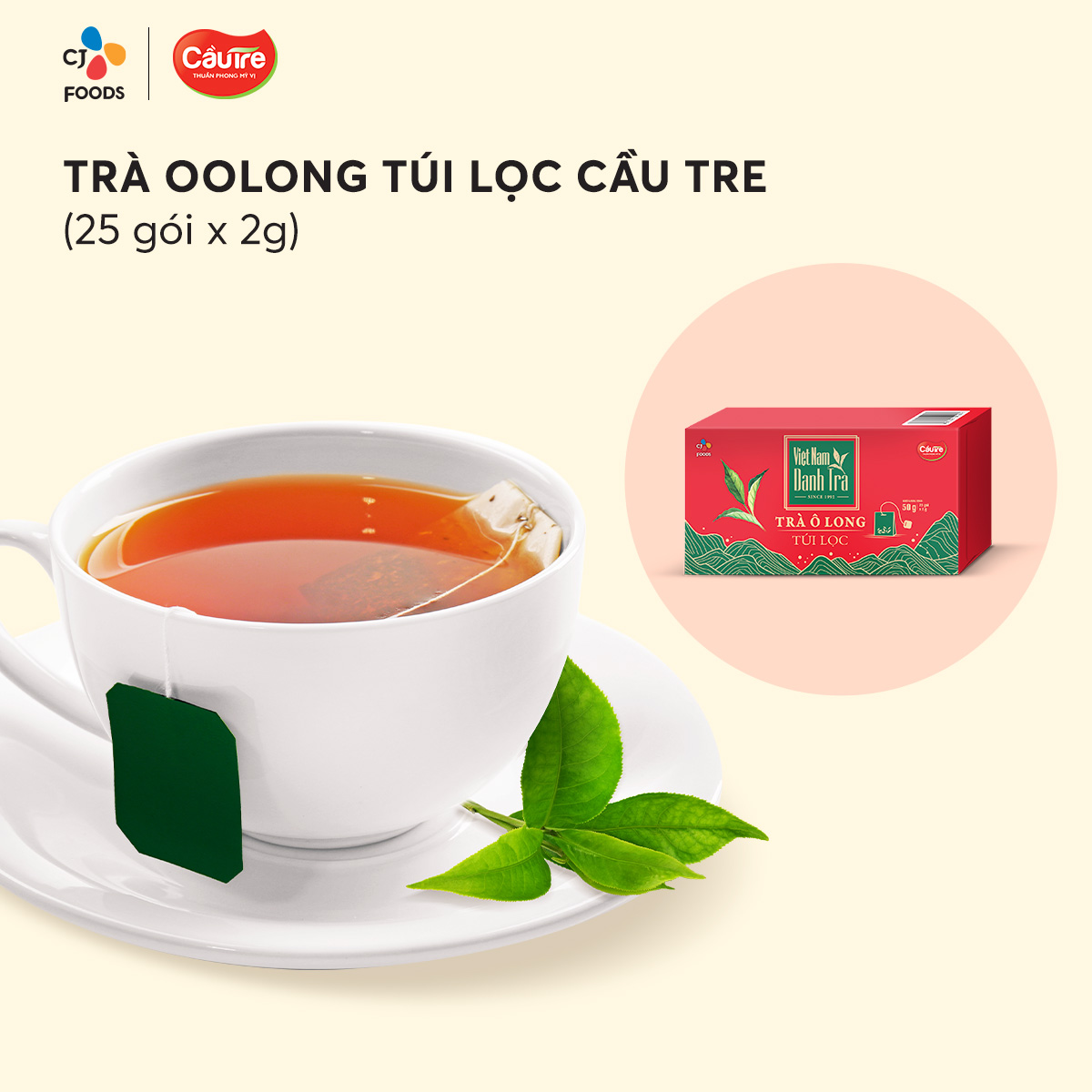 Thùng 48 hộp Trà Oolong CÀU TRE Túi Lọc (2g x 25 gói x 48 hộp) (thưởng thức & pha chế)