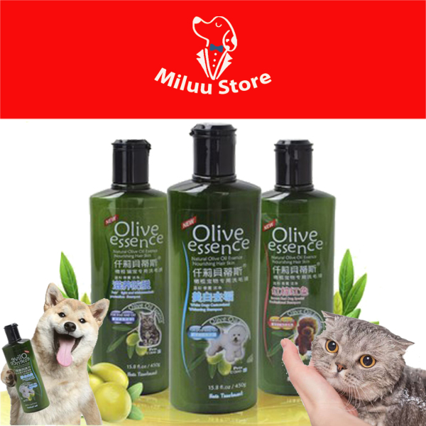 [Sữa Tắm Cho Chó] mèo Olive Essence 450ml, chiết xuất từ thảo dược tự nhiên, phòng ngừa các bệnh về da liễu, làm mượt và giữ màu lông cho thú cưng.