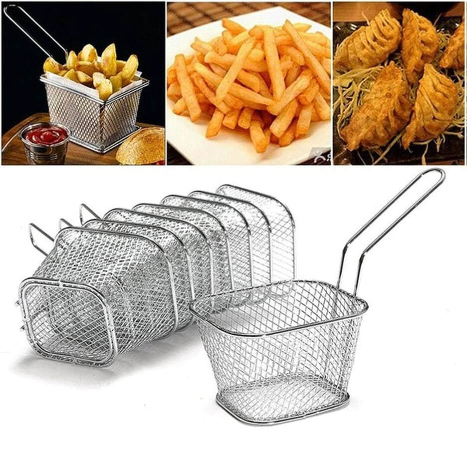 Rổ chiên lưới thép không gỉ size nhỏ 6x8.5x10cm cao cấp