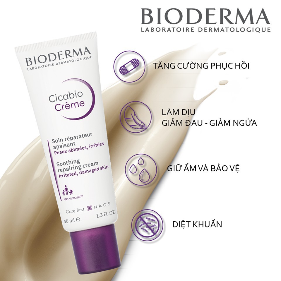Kem dưỡng da Bioderma Cicabio Creme 100ml, kem dưỡng ẩm, kem phục hồi da - Ngọc Diệp cosmetics