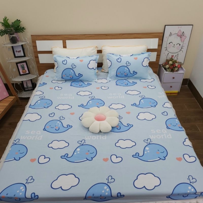 Bộ ga gối 3 món poly coton 1m6x2m và 1m8x2m hàng loại 1