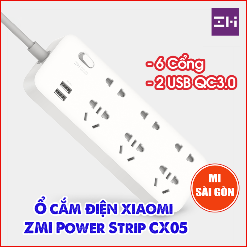 Bảng giá Ổ cắm điện ZMI 6 cổng tích hợp 2 cổng USB Sạc nhanh CX05