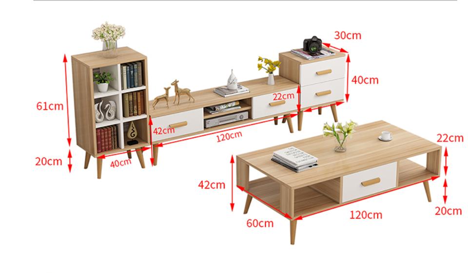 Bộ Combo Bàn, Tủ, Kệ Bắc Âu BM15