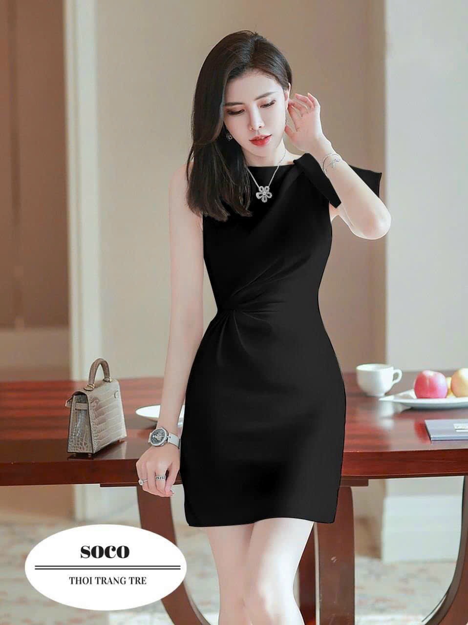 Đầm ôm dáng cổ thuyền nơ vai nhún eo
