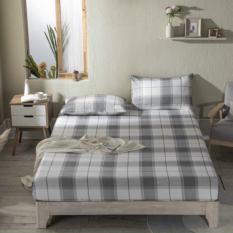 Bộ Ga Gối Cotton Tici Kẻ , Chất Liệu Mềm Mát