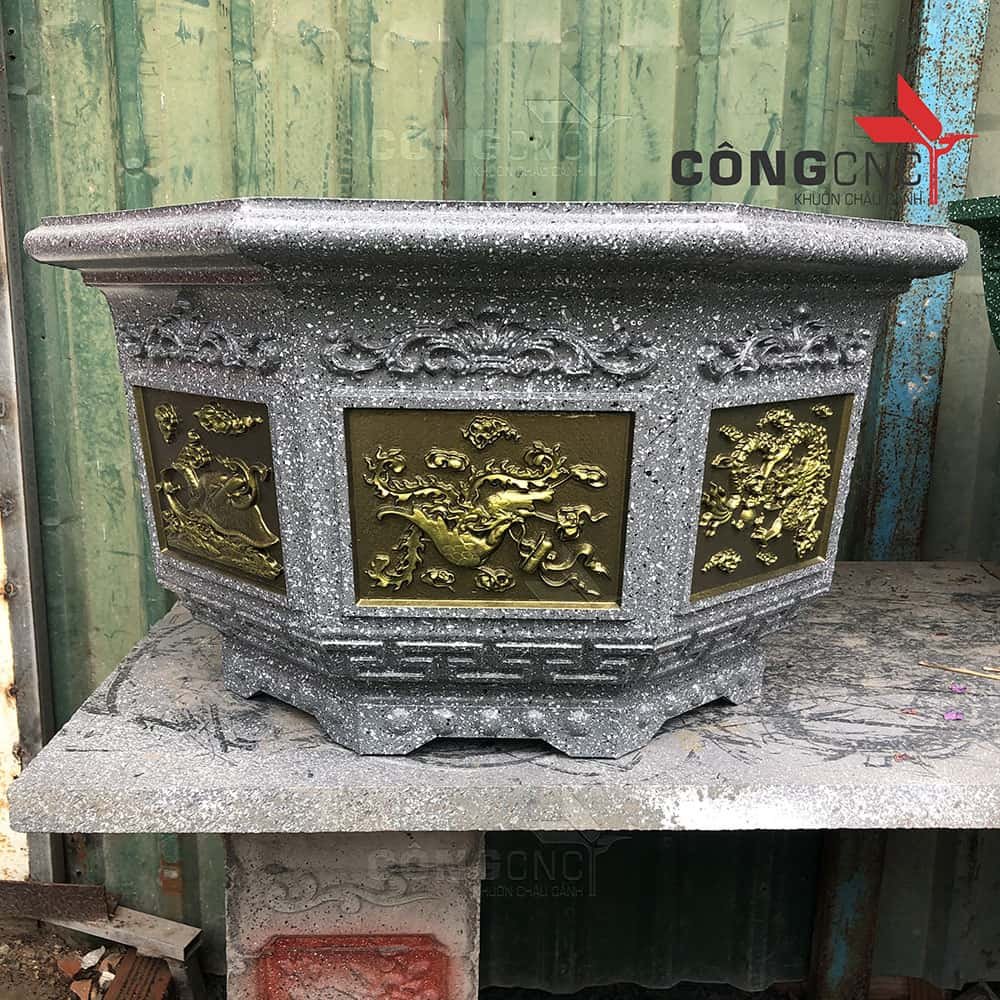 Khuôn Chậu Cảnh Bát Giác Tứ Linh 59 (Không Chân Đôn)